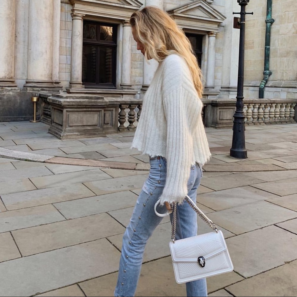 Moving sale! IRO Cream Ribbed Wool Blend Distressed Sweater